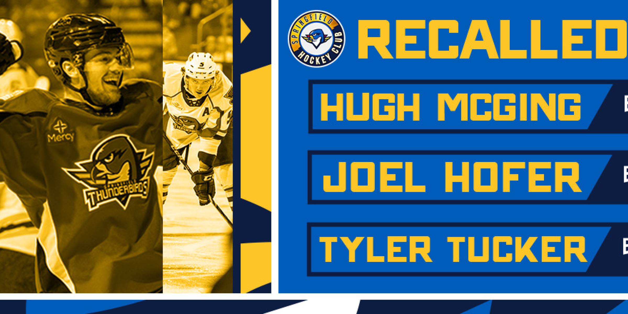 Springfield Thunderbirds | Blues Recall Hofer, McGing, Tucker